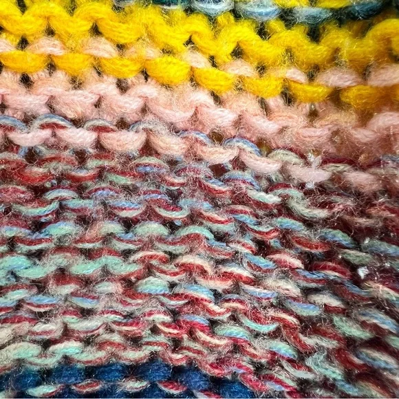 Vintage 80s Coogi style colourful striped knit short sleeve cardigan sweater L - Picture 10 of 14